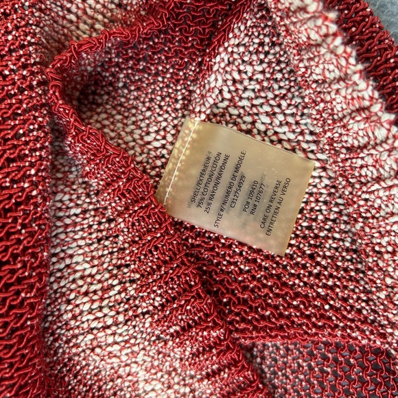 alice + olivia Ethan Knit Sweater Ombre Red White Stripe Xmas Sheer Size M / L ? - Picture 9 of 12